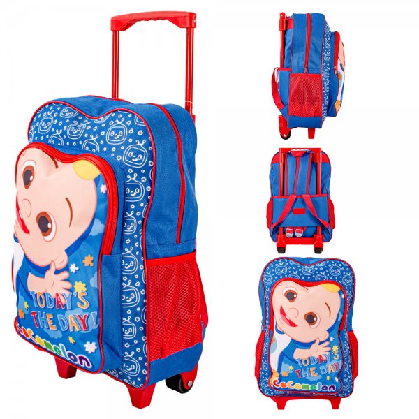 1019HV-2378 BLUE COCOMELON KIDS TROLLEY & BACKPACK