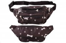 8056 BLACK WHITE PAW BUMBAG W/7 ZIPS