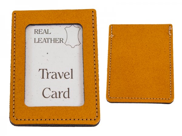 Tan Real Leather Travel Card