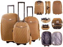 FI-500 LIGHT BROWN SET OF 3 TROLLEY SUITCASE LUGGAGE BAG