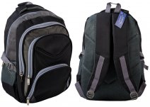 2598 BLK/GREY Nylon BACKPACK WITH 4 ZIPS & SIDE P