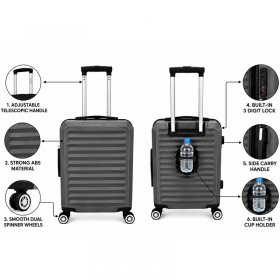 T-HC-US-1860 Dark Grey EasyJet Hard Shell Cabin Suitcase