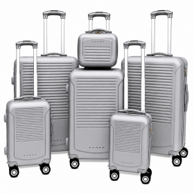 T-HC-716 SET OF 6 Silver Premium Hard Shell Suitcases