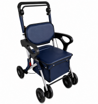 6981 Navy Light Weight Shopping Trolley with Seat