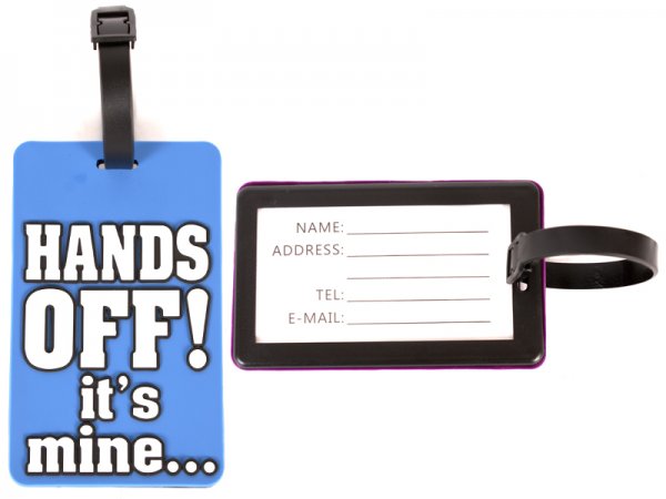 2403 BLUE LUGGAGE TAG - HANDS OFF !