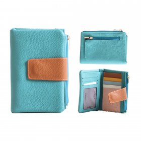 7271 DENIM BLUE SMALL TABBED PURSE WITH MULTICOLOURED CREDIT CAR