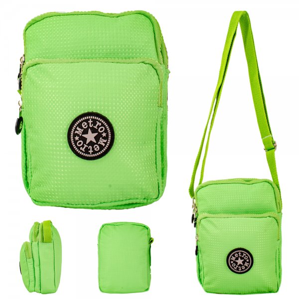 LL-222 GREEN RND X-BODY BAG WITH ADJUSTABLE STRAP