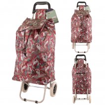 MS-001 RED CRANE PATTERN TWO-WHEEL SHOPPING TROLLEY