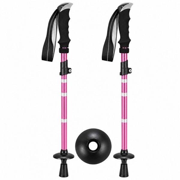 2892-Pair Pink Premium Folding Trekking Poles (New)