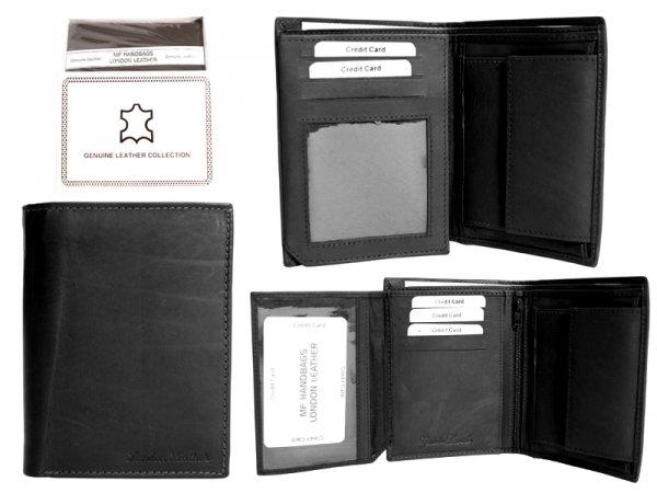 029 RFID BLACK LONDON LEATHER WALLET