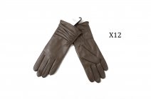 8916 D.BROWN LADIES FULL LEATHER GLOVES WT RETOUCHED EFFECT X12