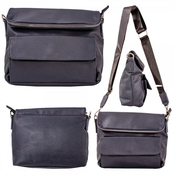 JBFB426 NAVY PU MAGNET LOCK FLIP-OVER SHOULDER BAG