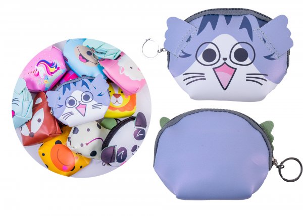 7090 ANIME CAT Zip Round Printed Coin Purse