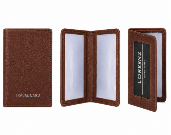 0994 Chestnut Folding Slimline Leather Travel Card Holder