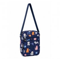 LL-73F Navy Blue with Multicolor Cat Print Crossbody Shoulder Ba
