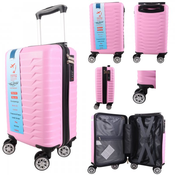 T-HC-US-1627 PINK RYAN AIR CABIN-SIZED TRAVEL TROLLEY SUITCASE