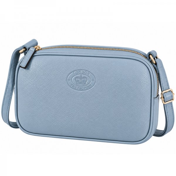 0595 Iceberg Pebbl Leather Tripple Top Zip Rfid X-Body Bag (New)