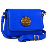 5803 Periwinkle Faux Leather Flapover Bag, Inner & Back Zip-O060 5803 Periwinkle Faux Leather Flapover Bag, Inner & Back Zip-O060