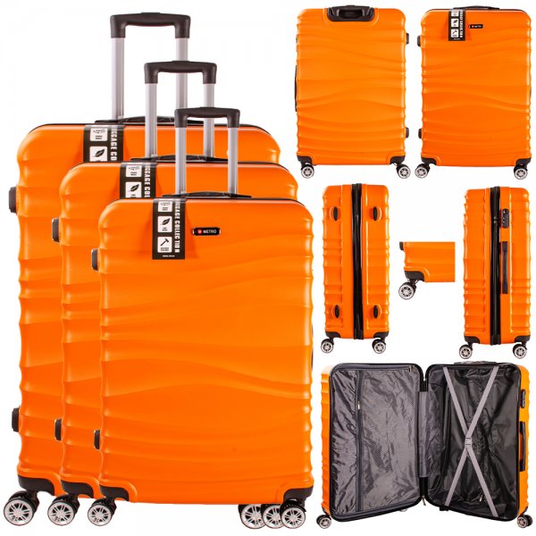 LL-TC-1A ORANGE SET OF 3 TRAVEL TROLLEY SUITCASE