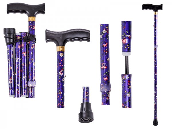 2884 OR 2881 Purple Patterned Foldable Walking Stick