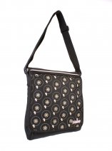 901979 - A121 HEAD FLORAL SHOULDER BAG BLACK