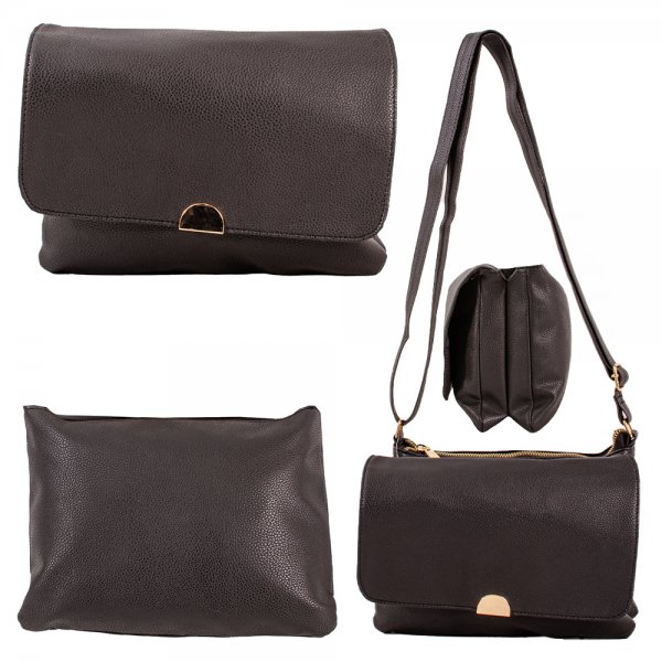 JBFB374 BLACK PU SHOULDER BAG