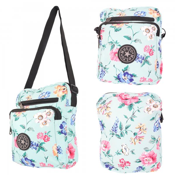 LL-168 LIGHT BLUE FLORAL SHOULDER BAG