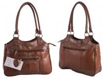 1943 TAN Lrg Top Zip S.Nappa Bag wth Bck & 2 Frnt Zips