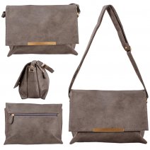 JBHB2589 GREY PU SHOULDER BAG