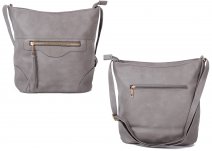 JBFB304 GREY PU CROSSBAG W/ 3 ZIPS AND TASSEL