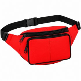 BB-07 Red Leather Bumbag W/3 Zips (New)
