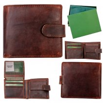 NCBO-4087 BROWN RFID LEATHER WALLET W/NOTE & CREDIT CARD SECTION