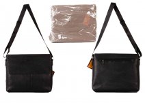 6909 BLACK GENTS LARGE PU FLAPOVER BAG