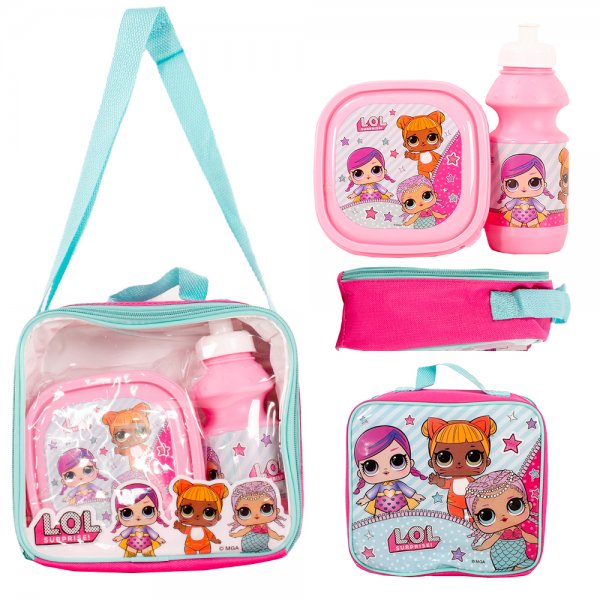4160-8279 PINK/BLUE LOL KIDS 3PCS LUNCH SET BAG