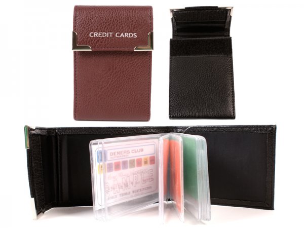 7311 BURGUNDY Grained PU 20 Leaf C.Card Case with Flap