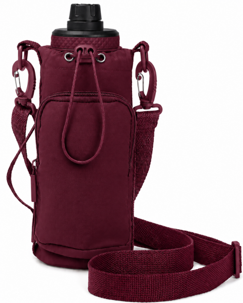 2301 Burgundy Crinkle Nylon Practical Bottle Bag
