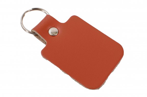 ORANGE RECTANGLE LEATHER KEY RING