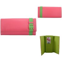 NQ13045 PINK AND GREEN FAUX LEATHER WALLET WITH MULTIPLE CARD SL