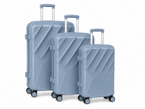 ARMAX Dusty Blue Ribbed Hard-Shell Set of 3 Spinner Suitcase