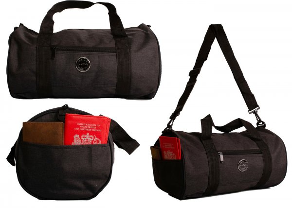 2633 BLACK 40 CM BARRELL HOLDALL WITH FRONT ZIP POCKET