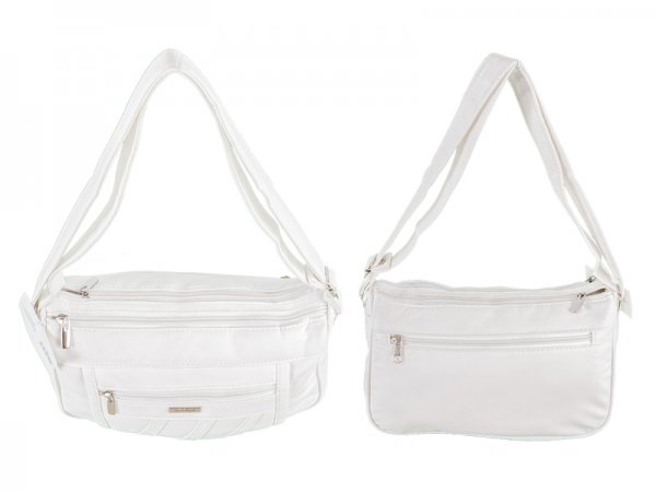 5862 PU Twin Top Zip Bag with Bk & Frnt Zip WHITE