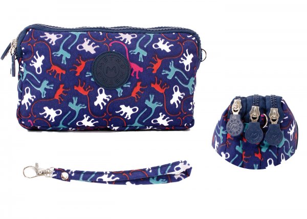 LL-6 BLUE MONKEY PRINT WASH BAG