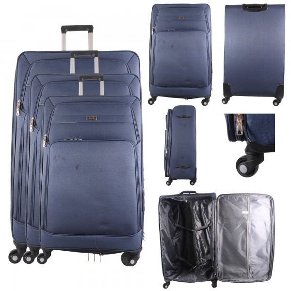 N516 NAVY TRAVEL TROLLEY SUITCASE SET OF 3