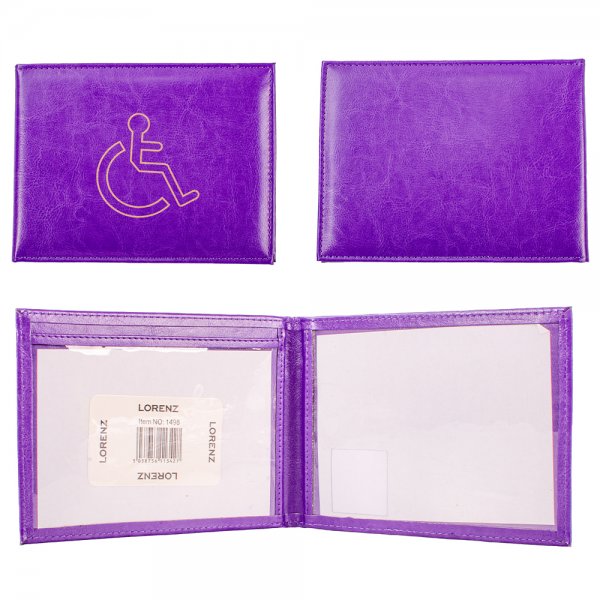 1498 GRAINED PU DISABLED BADGE HOLDER PURPLE