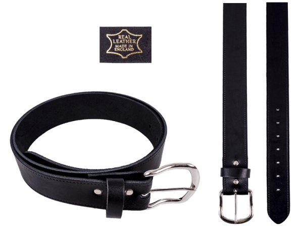1.50" Black English Real Leather Belt Size 3XL