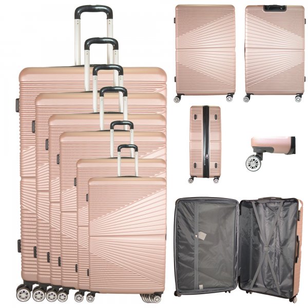 T-HC-612 ROSE GOLD TRAVEL TROLLEY SET OF 6