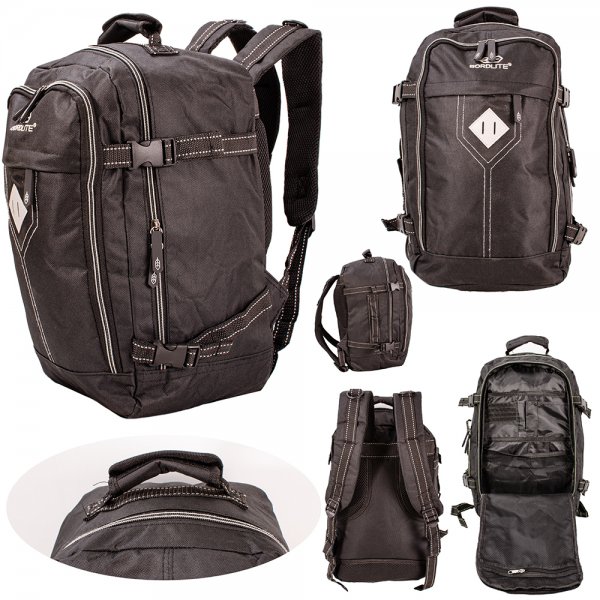 JBBP279-PLAIN BLACK/GREY CABIN-FRIENDLY RUCKSACK W/MULTIPLE ZIPS