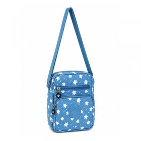 LL-73F Sky Blue With White Stars Crossbody Shoulder Bag