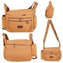 LL-238 BROWN CANVAS SHOULDER BAG