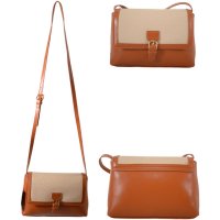 5828 TAN AND BEIGE FAUX LEATHER HANDBAG